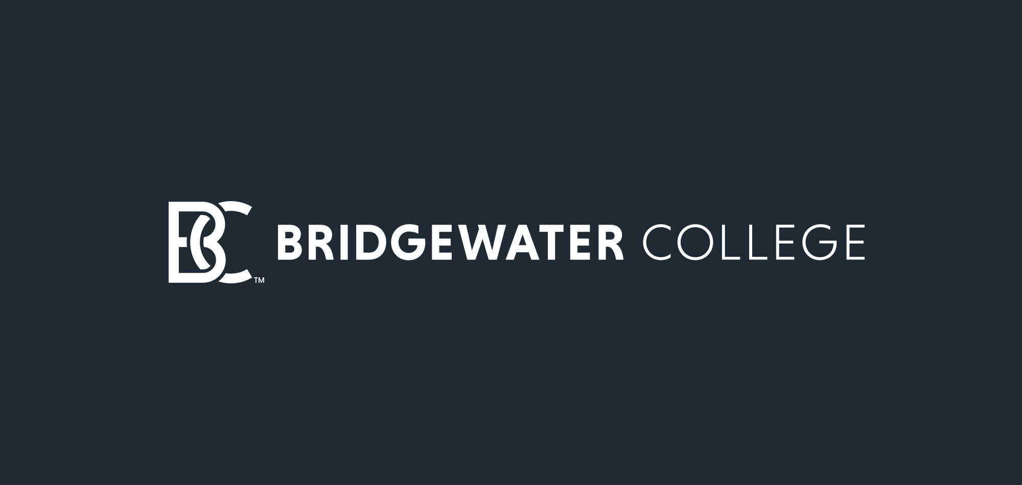 Bridgewater College logo, white on black treatment.