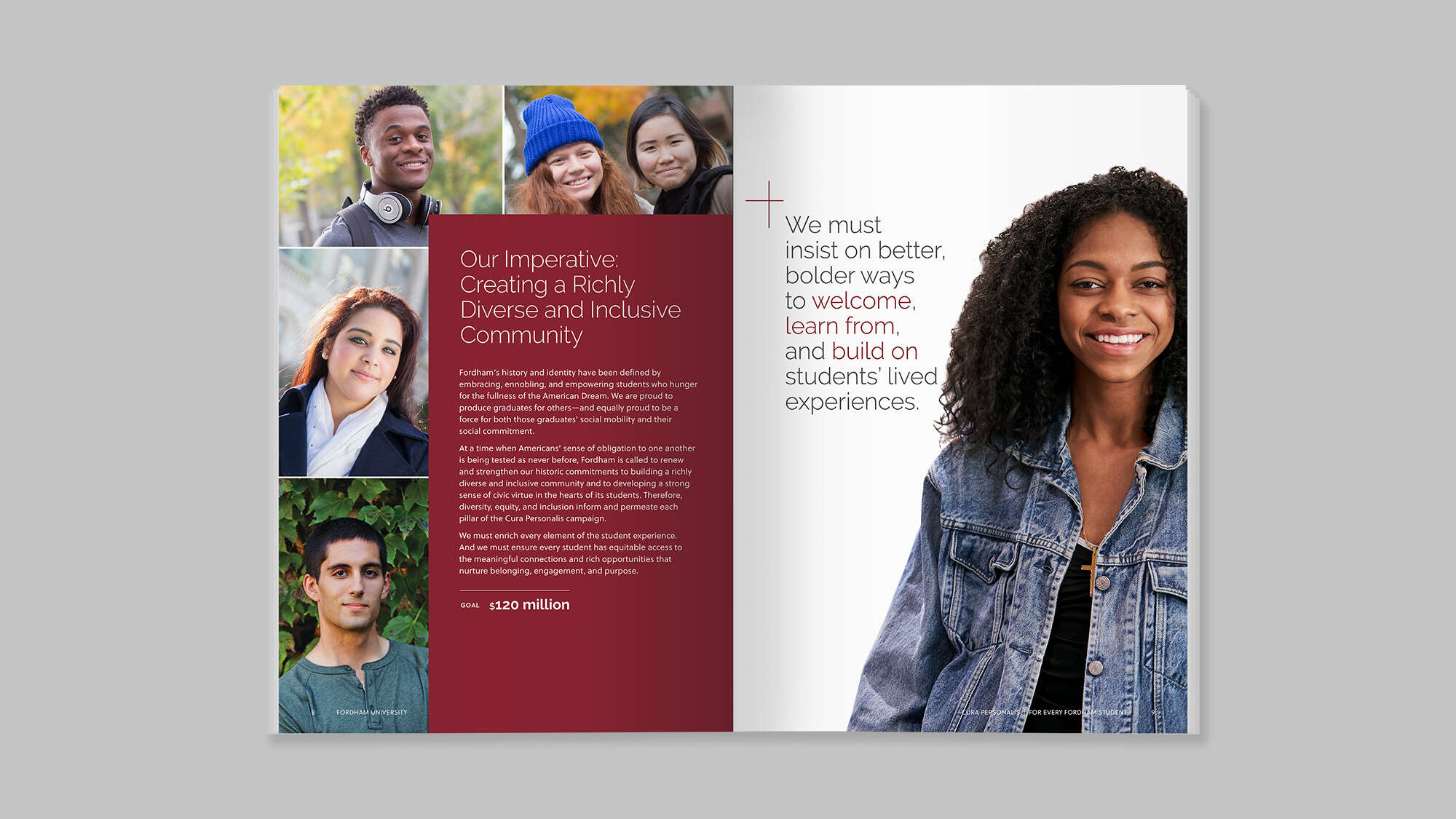 viewbook spread: Our Imperative: Creating a Richly Diverse and Inclusive Community