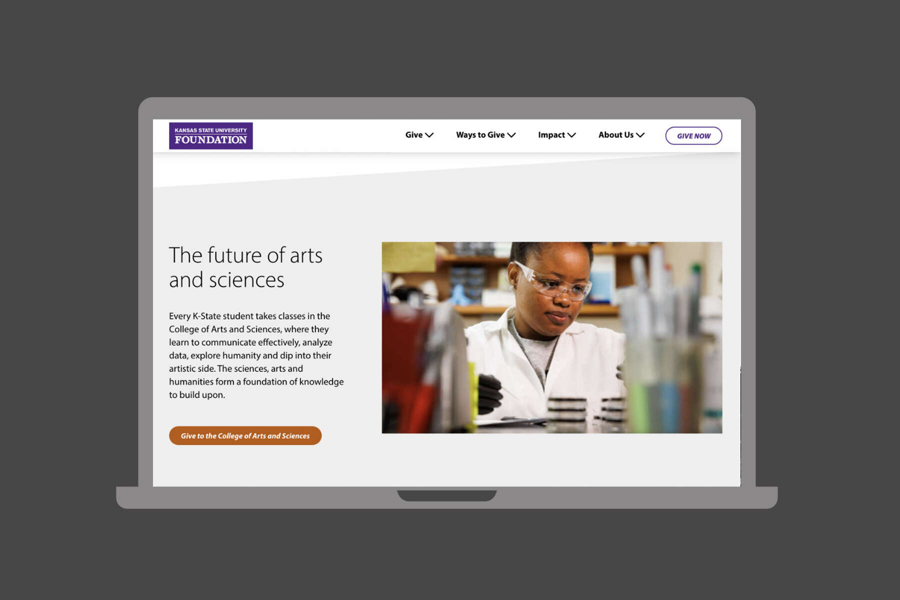 Laptop: KSUF website-The future of arts and sciences