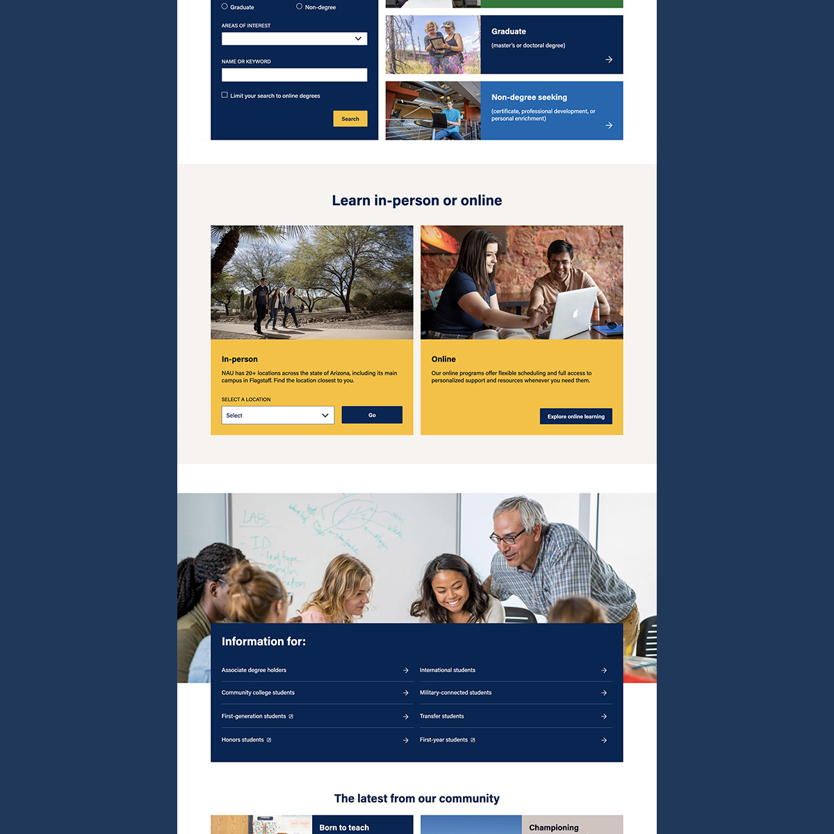 NAU home page: Learn in-person or online